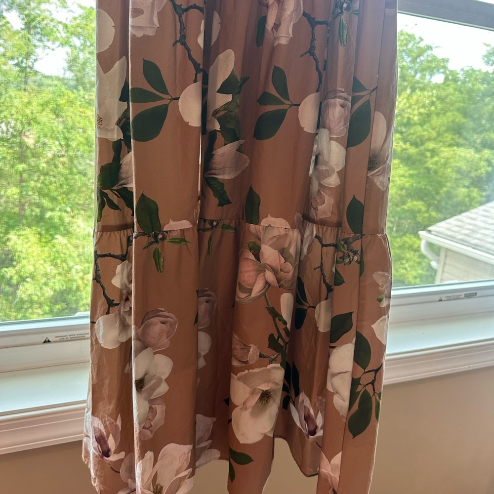 Floral Print Dress with Green and Pink Accents
